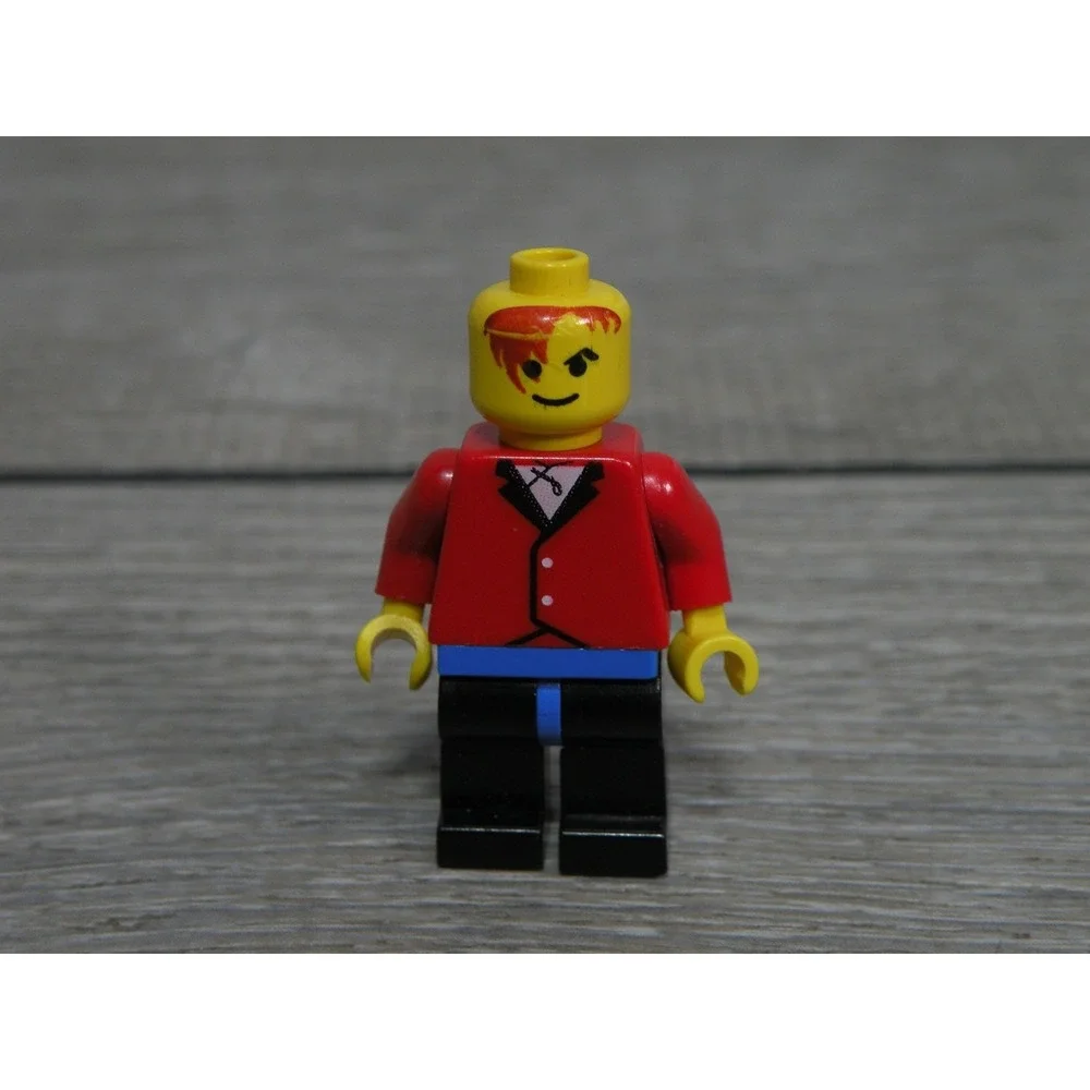 LEGO Minifigure Red Tuxedo Suit Gentleman Yellow Hair Black Legs Minifig